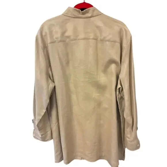 LAUREN Ralph Lauren Beige 100% Linen Button Up Shirt Blouse Size 3X - Picture 2 of 5